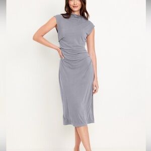 Old Navy Gray Mock Neck Ruched Midi Dress Sz XL NWOT